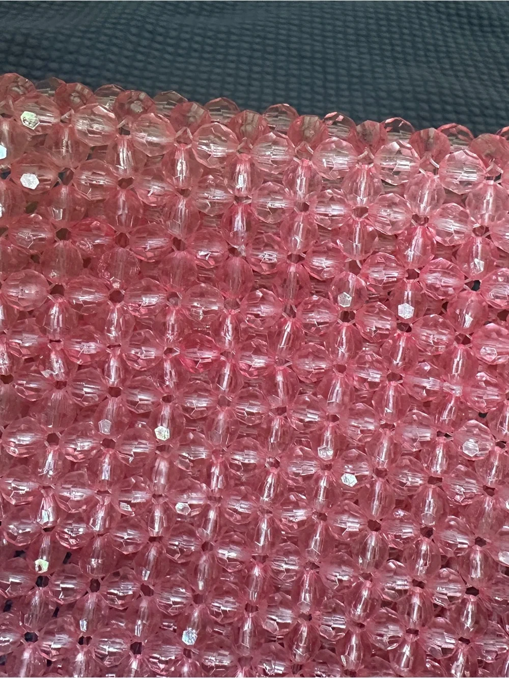 NWT- Pink Beaded Womens Tote Handbag - Crystal-Look Bead Panel